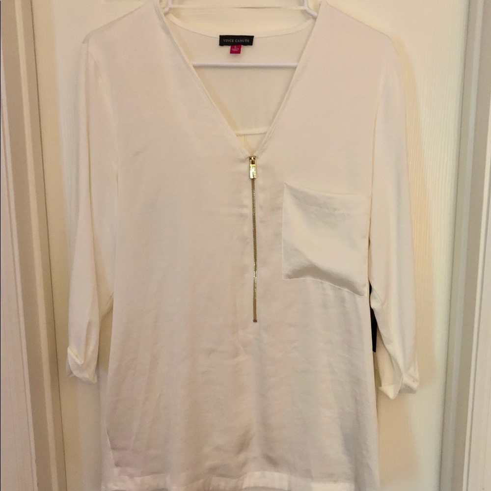 White half zip top.